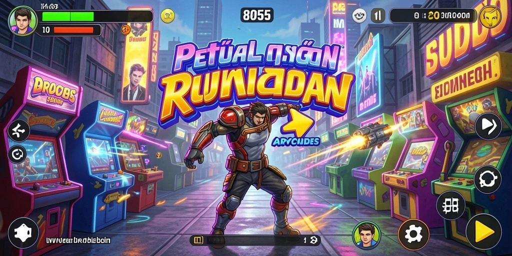 Screenshot utama 8055 menampilkan aksi gameplay arcade yang seru.