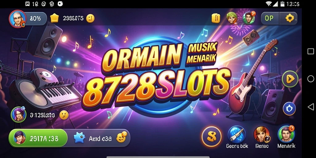 Tampilan gameplay 8728SLOTS dengan elemen musik yang menarik.