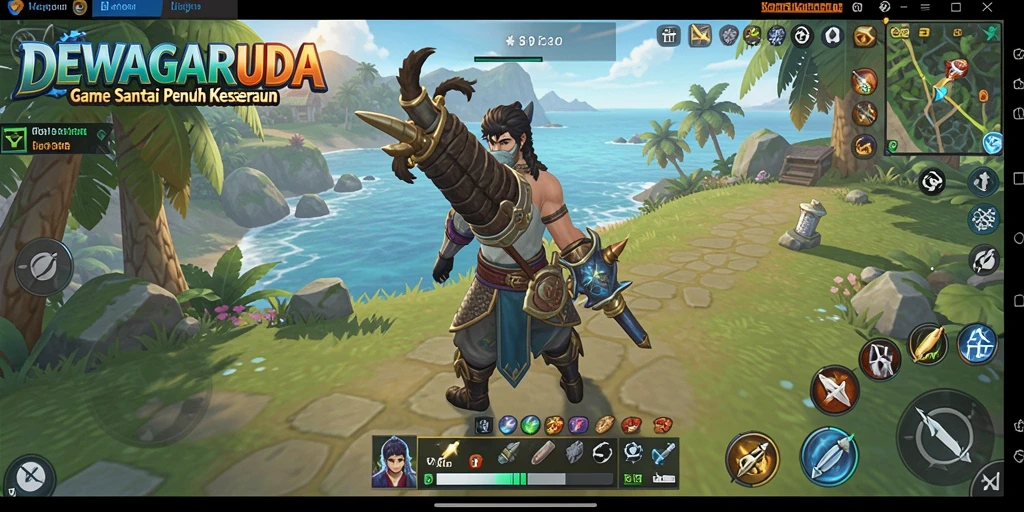 Tampilan menawan dari gameplay DEWAGARUDA yang penuh warna.
