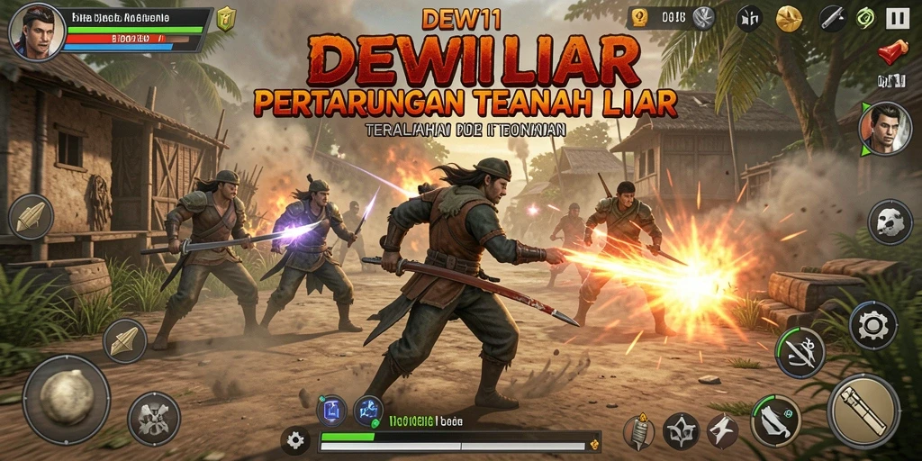 Tampilan gameplay seru di DEWI11, bertarung untuk bertahan hidup.