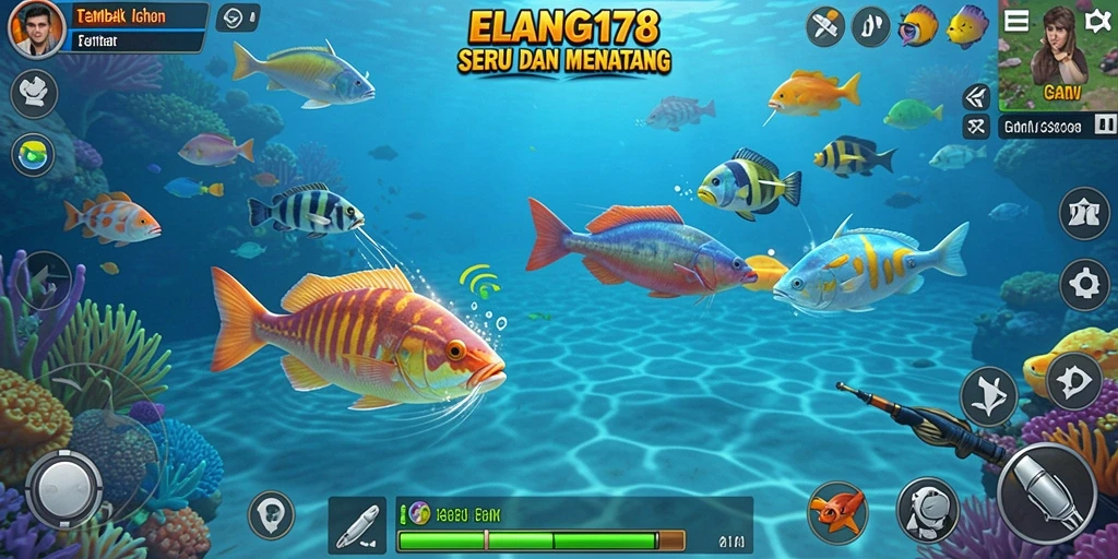 Tampilan gameplay ELANG178 yang seru saat berburu ikan.