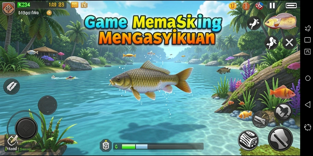Screenshot gameplay K234 menunjukkan pengalaman memancing yang realistis dan mendebarkan.