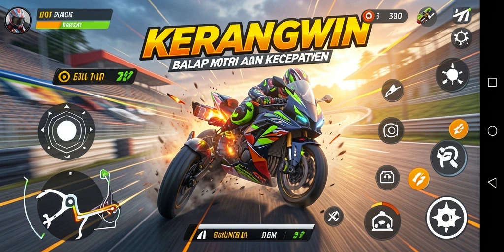 Gamplay balap motor yang intens dan seru di KERANGWIN.