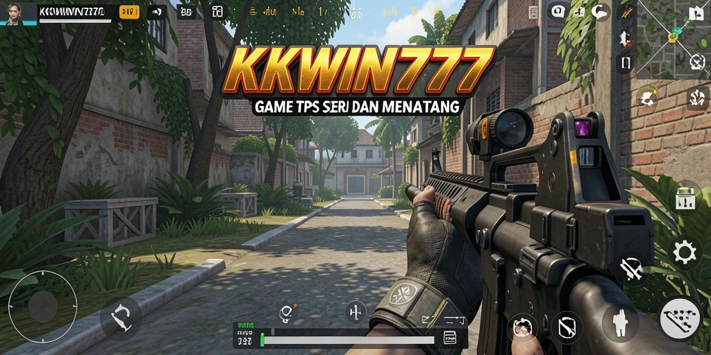 Screenshot gameplay KKWIN777 menunjukkan aksi seru dalam pertempuran TPS.