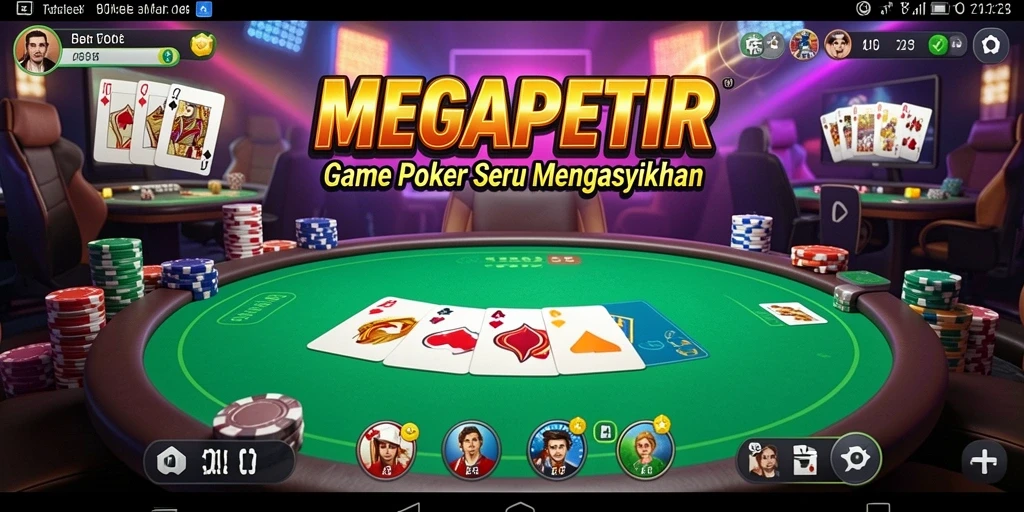 Tampilan gameplay MEGAPETIR yang menegangkan dan penuh strategi Poker.