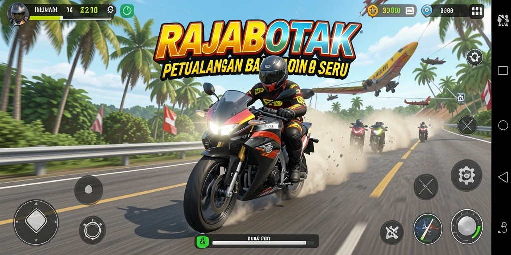 Screenshot RAJABOTAK menampilkan aksi balapan yang mendebarkan.