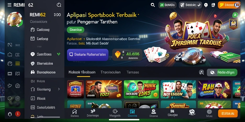 Tampilan gameplay Sportsbook yang mengasyikkan di aplikasi REMI62.