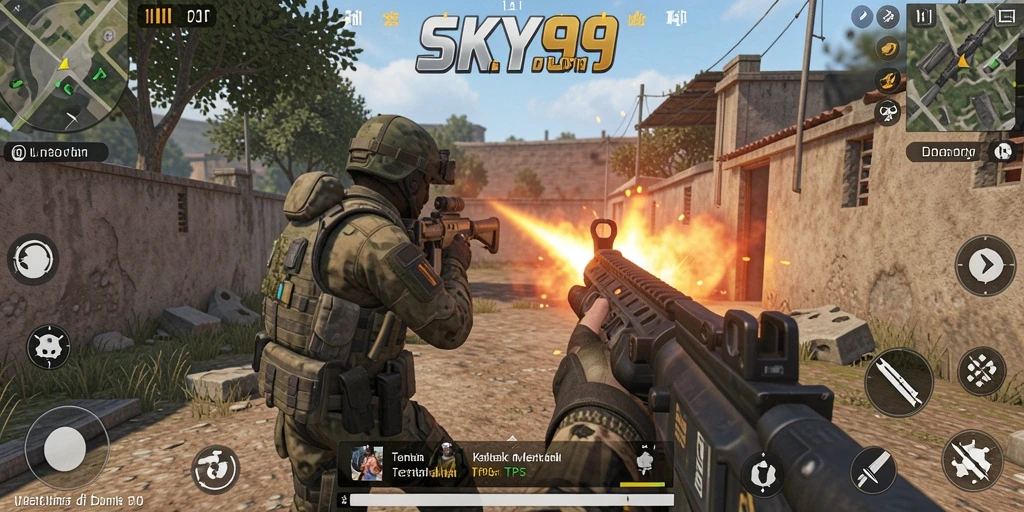 Tampilan gameplay menarik dari SKY99 dengan aksi menembak yang intens.