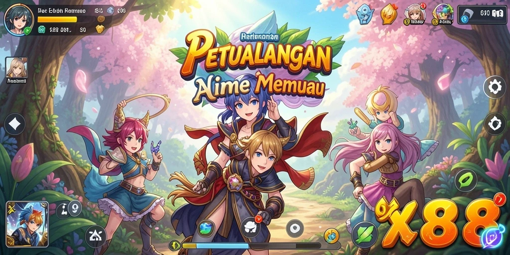 Gameplay X88 yang menampilkan karakter Anime dan pertarungan seru.